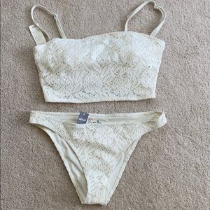 NEW Cream Crochet Boho Aerie Bikini MEDIUM